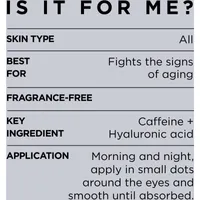 Eye Cream with Hyaluronic Acid + Caffeine, Eye Defense
