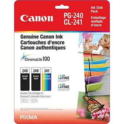 PG-240 Black and CL-241 Colour Ink Cartridges, Value Pack