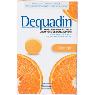 Dequadin Dequalinium Chloride Orange 16 Lozenges