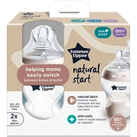 Natural Start Anti-Colic Baby Bottle with Slow Flow Breast-Like Nipple, 0m+, Baby Feeding Essentials, Pack of 2