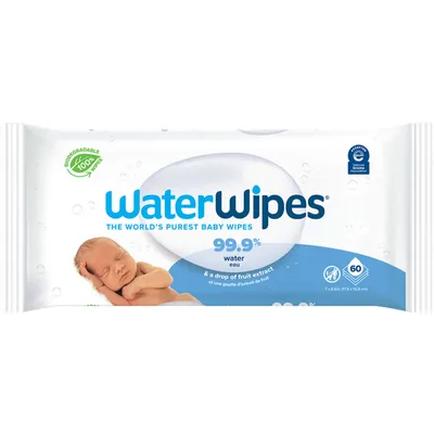 Plastic-Free Original Baby Wipes, 99.9% Water Based Unscented & Hypoallergenic for Sensitive Skin