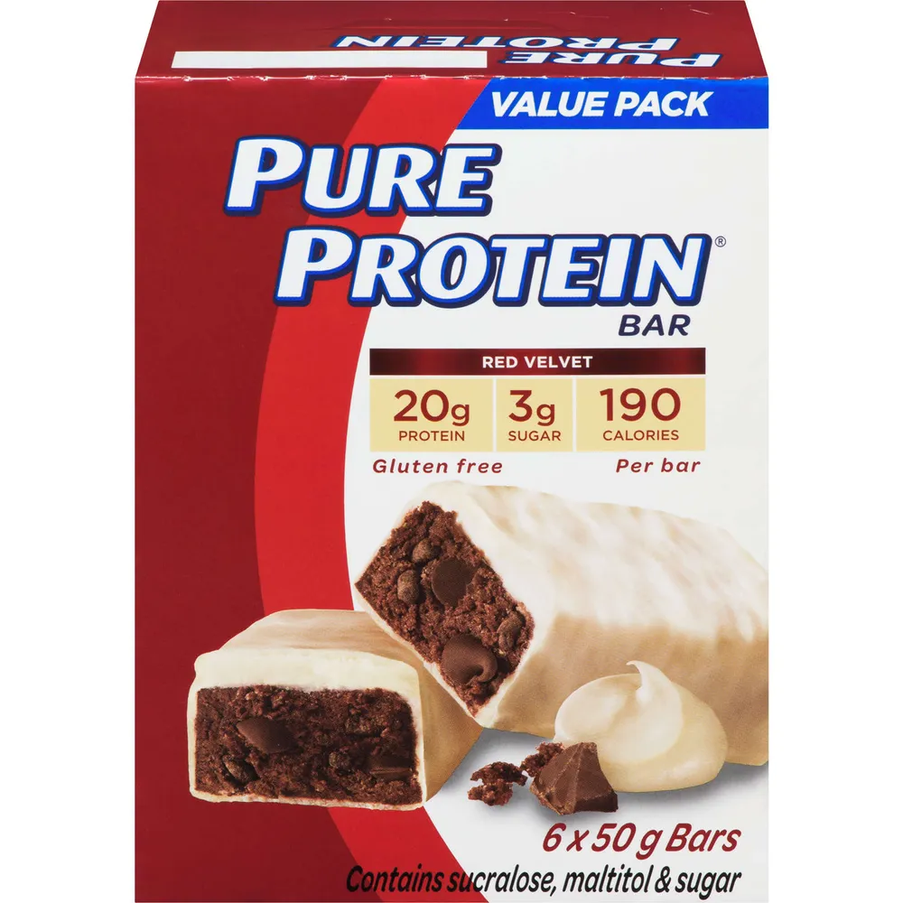 Barres protéinées au chocolat de luxe sans gluten de Pure Protein 6 x 50 g