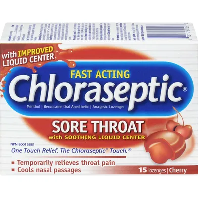 Chloraseptic Sore Throat with Soothing Liquid Centre Lozenges Cherry