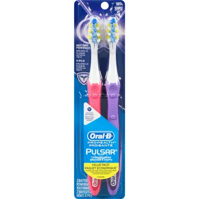 Oral-B Pulsar Pro-Health Battery Powered Toothbrush, Soft, 2 Count