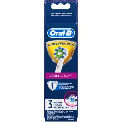 Oral-B CrossAction Electric Toothbrush Replacement Brush Heads, 3 Count