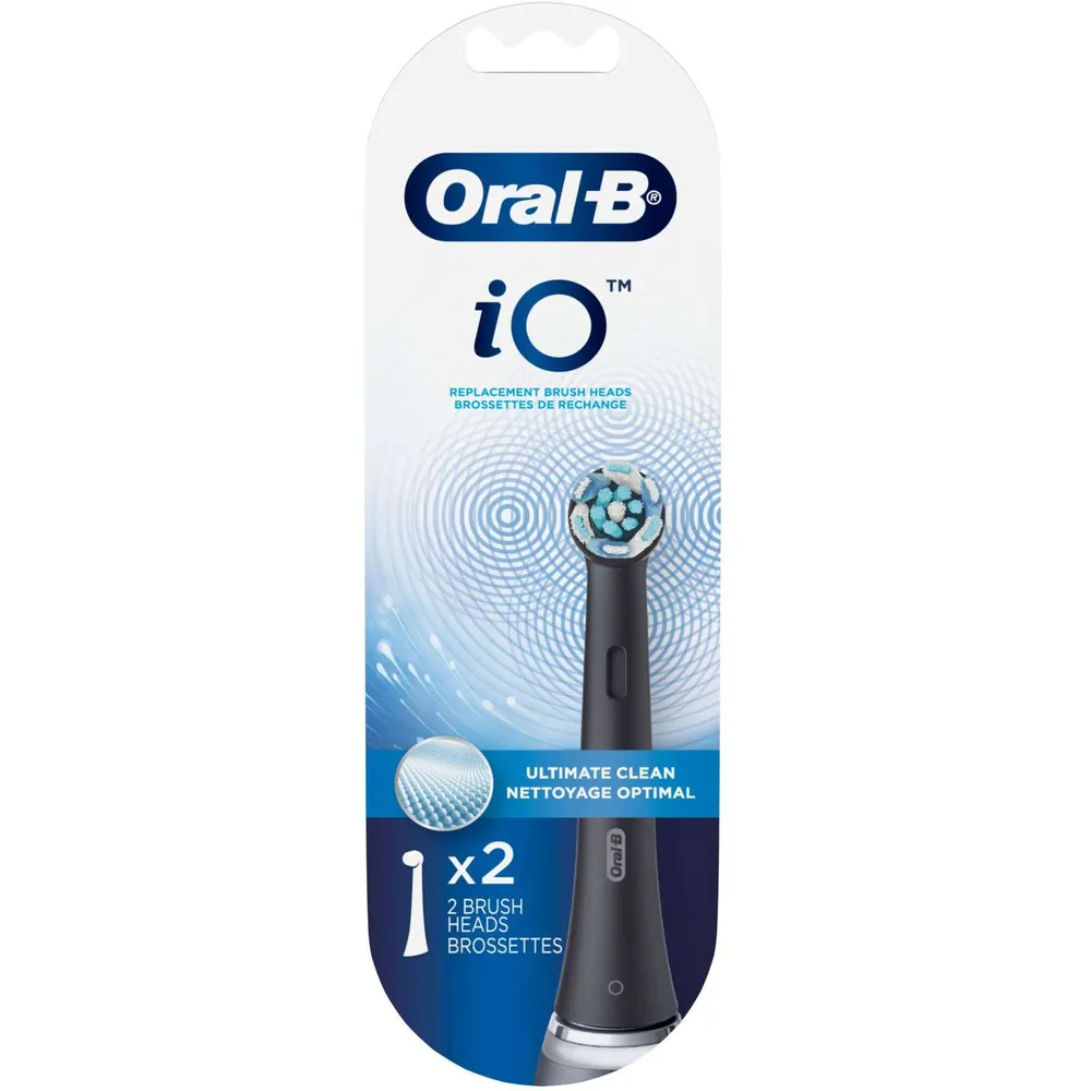 Oral-B iO Ultimate Clean Replacement Brush Heads, Black, 2 count