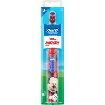 Oral-B Kid's Battery Toothbrush featuring Disney's Mickey Mouse, Soft Bristles, for Kids 3+