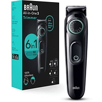 All-In-One Style Kit Series 3 3460, 6-in-1 Trimmer for Men with Beard Trimmer, Ear & Nose Trimmer, Hair Clippers & More, Ultra-Sharp Blade, 40 Length Settings, Rechargeable 50-minute Battery Cordless Runtime and Washable