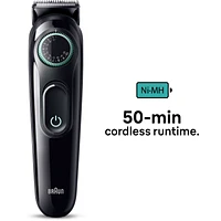 All-In-One Style Kit Series 3 3460, 6-in-1 Trimmer for Men with Beard Trimmer, Ear & Nose Trimmer, Hair Clippers & More, Ultra-Sharp Blade, 40 Length Settings, Rechargeable 50-minute Battery Cordless Runtime and Washable