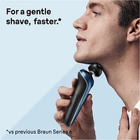 Electric Shaver for Men, Series 6 6120s, Wet & Dry Shave, Turbo & Gentle Shaving Modes, Foil Shaver, Engineered in Germany, With Precision Trimmer & Pouch, Blue