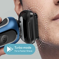 Electric Shaver for Men, Series 6 6120s, Wet & Dry Shave, Turbo & Gentle Shaving Modes, Foil Shaver, Engineered in Germany, With Precision Trimmer & Pouch, Blue