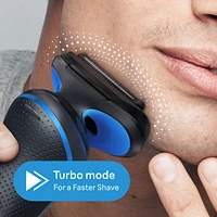 Electric Shaver for Men, Series 5 5118s, Wet & Dry Shave, Turbo Shaving Mode, Foil Shaver, Engineered in Germany, Li-Ion battery up to 50 min, with Precision Trimmer, Blue