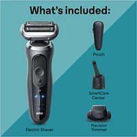 Electric Shaver for Men, Series 7 7171cc, Wet & Dry Shave, Turbo & Gentle Shaving Modes, Waterproof Foil Shaver, Engineered in Germany, Clean & Charge SmartCare Center included, with Precision Trimmer, Space Grey