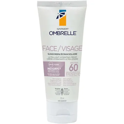 Sunscreen for Face SPF 60 with Vitamin E + B5, Ultralight Hydrating Cream