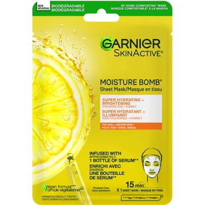 Beauty Face Mask, Brightening and Hydrating Skin Care, Hyaluronic Acid + Vitamin C, for Dull and Uneven skin