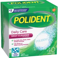Polident Daily Care Daily Cleanser for Dentures, Triple Mint Fresh, 40 tabs