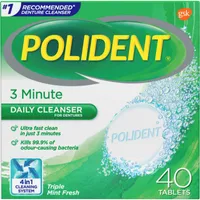 Polident 3 Minute Daily Denture Cleaner 40 Denture Tablets