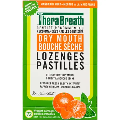 TheraBreath Dry Mouth Lozenges Mandarin Mint 72 Wrapped Lozenges