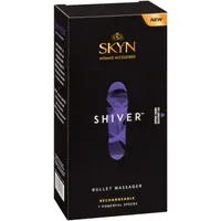 SKYN Shiver Personal Vibrator - Quiet, Discreet, Premium Ribbed Bullet Massager - Water Resistant, Rechargeable and Latex-Free, 7 vibrating speeds