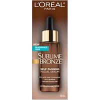 Sublime Bronze Self Tanning Drops Face Serum with Hyaluronic Acid, Fragrance Free, Natural Tan