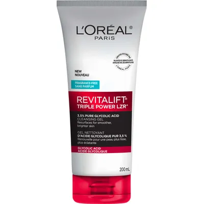 Face Wash Cleansing Gel with 3.5% Pure Glycolic Acid, Revitalift Triple Power LZR