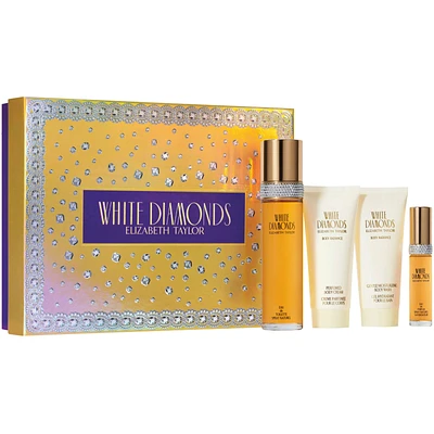 Elizabeth Taylor White Diamonds Eau de Toilette 4 Piece Gift Set, Perfume for Women, 3.3 fl. oz