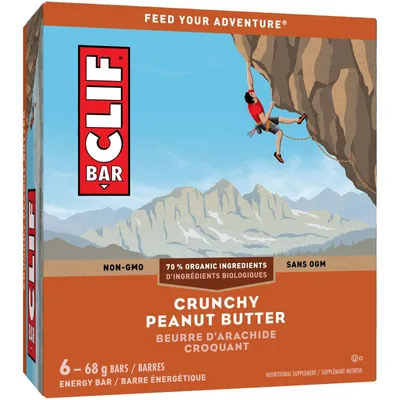 CLIF BAR - Energy Bars - Crunchy Peanut Butter - (68 Gram Protein Bars, 6 Count)