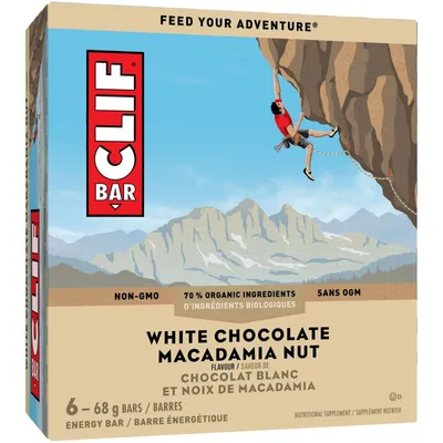 CLIF BAR - Energy Bars - White Chocolate Macadamia Flavour - (68 Gram Protein Bars, 6 Count)