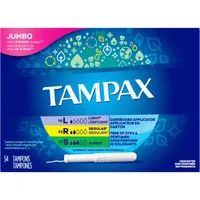 Tampax Cardboard Tampons Mixed Absorbencies, Anti-Slip Grip, LeakGuard Skirt, Unscented, 54 Count