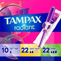 Tampax Cardboard Tampons Mixed Absorbencies, Anti-Slip Grip, LeakGuard Skirt, Unscented, 54 Count