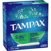 Cardboard tampons unscented super absorbency 20 count