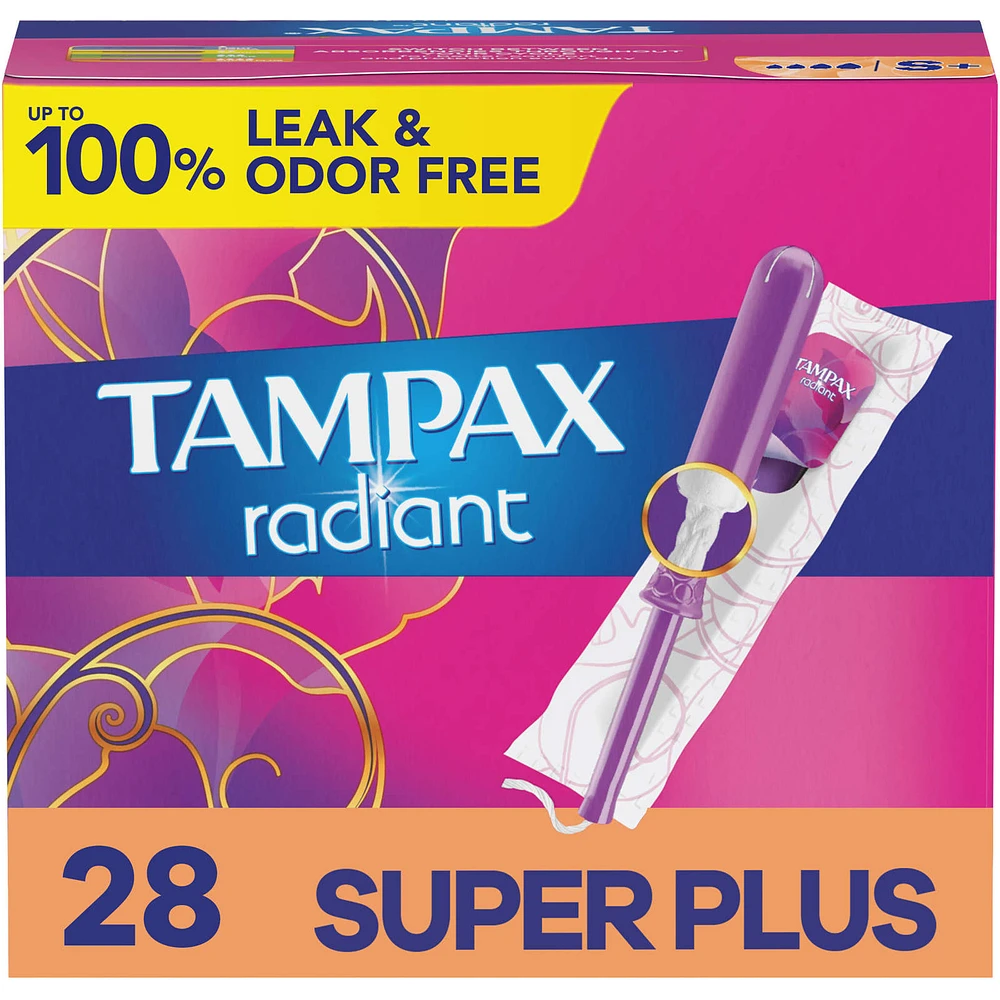 Radiant Tampons with LeakGuard Braid, Super Plus Absorbency