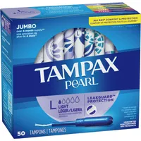 Pearl Tampons Super Plus Absorbency with BPA-Free Plastic Applicator and LeakGuard Braid, Unscented