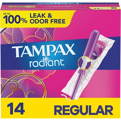 Radiant Tampons with LeakGuard Braid, Regular Absorbency, Unscented