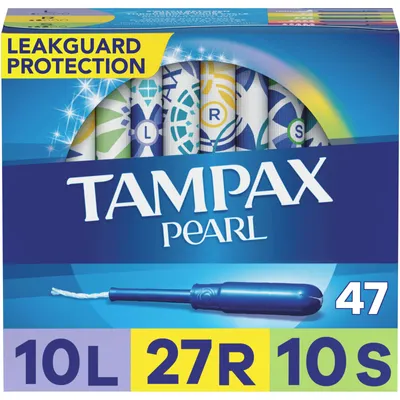 Pearl TamponsTrio Pack, with LeakGuard Braid, Light/Regular/Super Absorbency, Unscented