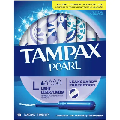 Pearl Tampons Light Absorbency, 18 Count