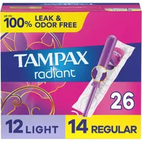 Tampax Radiant Regular Absorbency Unscented Plastic Tampons, 14 Ea