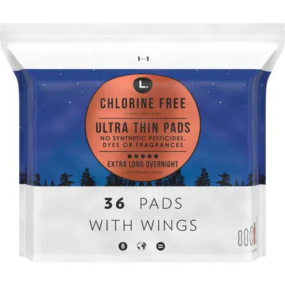 L. Organic Cotton & Chlorine-Free Pads, Regular Absorbency with Ultra Thin  Design, 42 Count (2 Pack) : : Health & Personal Care