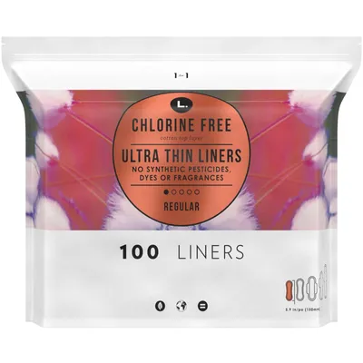 L. Chlorine Free Ultra Thin Pads Regular Absorbency, Organic Cotton, Free  of Chlorine Bleaching, Pesticides, Fragrances, or Dyes, 42 Count