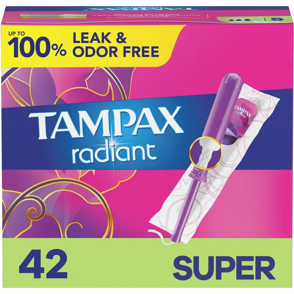Radiant Tampons with LeakGuard Braid, Super Absorbency, Unscented