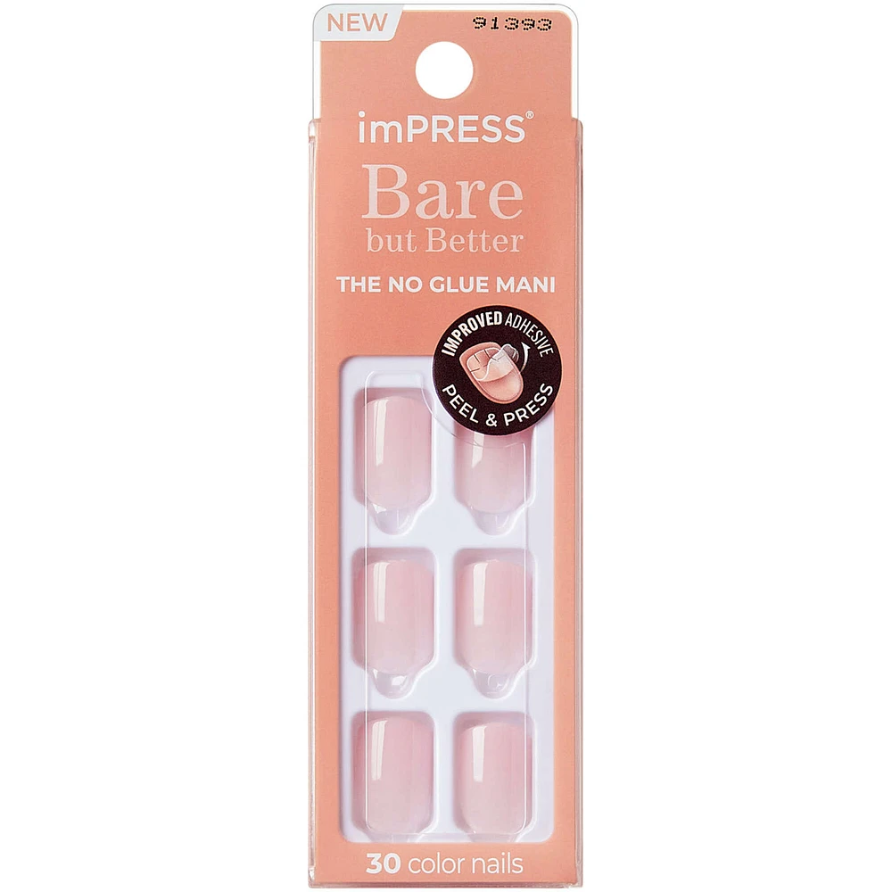 imPRESS Color BBB Press-On Nails, Instinct, Pink, Short Length, Squoval Shape