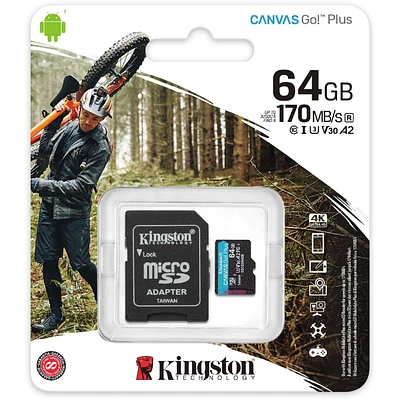 Canvas GO Plus 64GB Micro SDHC Memory Card with Adapter