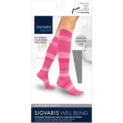 Microfiber Shades Compression Socks, Women, Pink Stripe