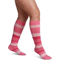 Microfiber Shades Compression Socks, Women, Pink Stripe