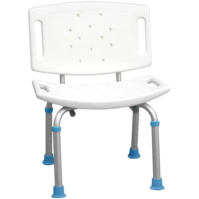 Adjustable Bath and Shower Chair with Non-Slip Seat and Backrest, White