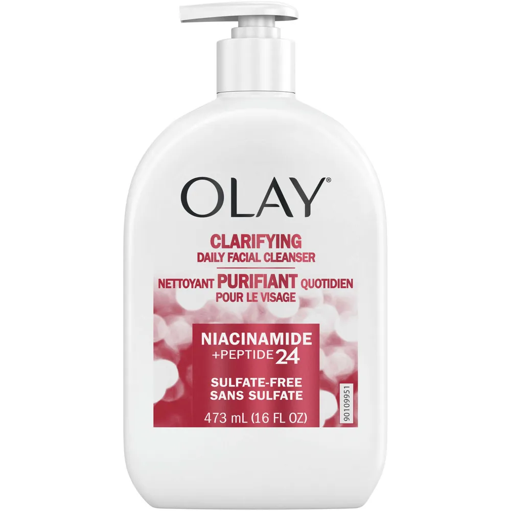 Olay Niacinamide + Peptide 24 Face Wash, Clarifying, Sulfate-Free, 473 mL