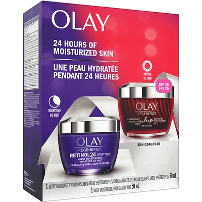 Olay Day & Night Gift Set, Spf Face Moisturizer 50 mL, Night Cream 50 mL