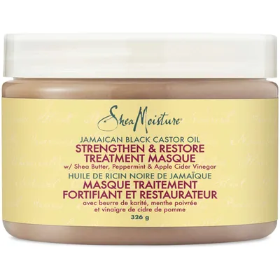 Strengthen & Restore Hair Treatment Masque for dry hair Jamaican Black Castor Oil deep conditioner with Shea Butter, Peppermint and Apple Cider Vinegar 326 g