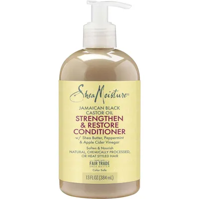 SheaMoisture Jamaican Black Castor Oil Strengthen & Restore conditioner For Damaged Hair with Shea Butter, Peppermint and Apple Cider Vinegar 384 ml