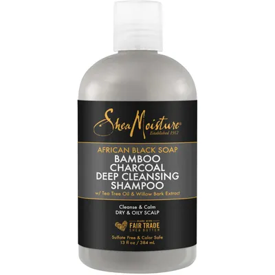 African Black Soap Deep Cleansing Shampoo for dry and damaged hair Bamboo Charcoal with Tea Tree Oil and Willow Bark extract